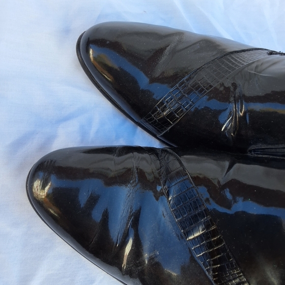 Pierre Cardin Vintage Unisex Black patent formal loafers M8.5 / W10 - Picture 3 of 8